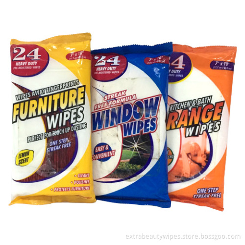 Lingettes humides pour produits de nettoyage de meubles et de fenêtres
